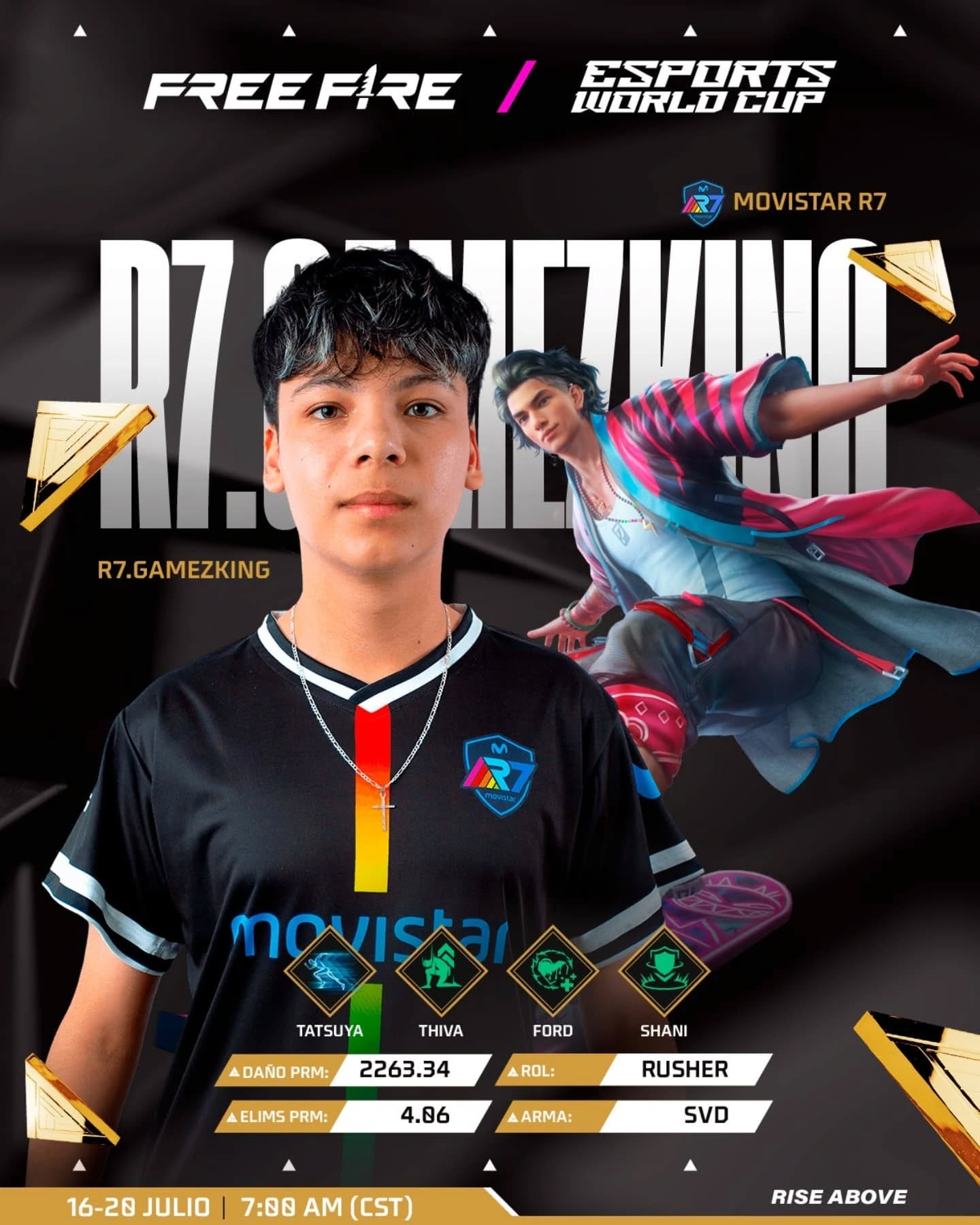 Juegaesports - Gamezking, jugador profesional de FREE FIRE para Rainbow7