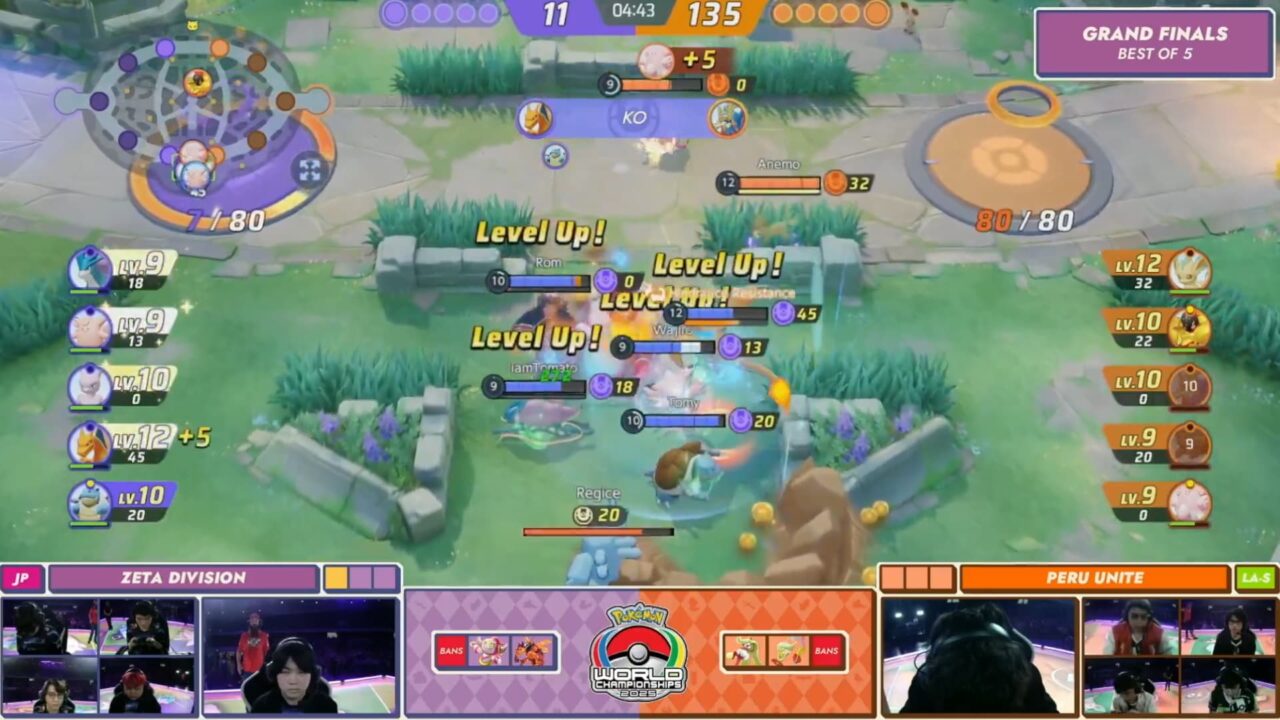 Final entre PERÚ y Zeta Division en la categoría de Pokémon Unite, en el World Championship 2025. Imagen: YouTube/Pokémon Unite