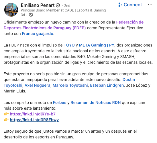 Juegaesports Emiliano Penart Federacion Deportes Electronicos Paraguay